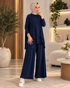 Lina Asimetrik Tunik ve Pileli Culotte Pantolon İkili Takım